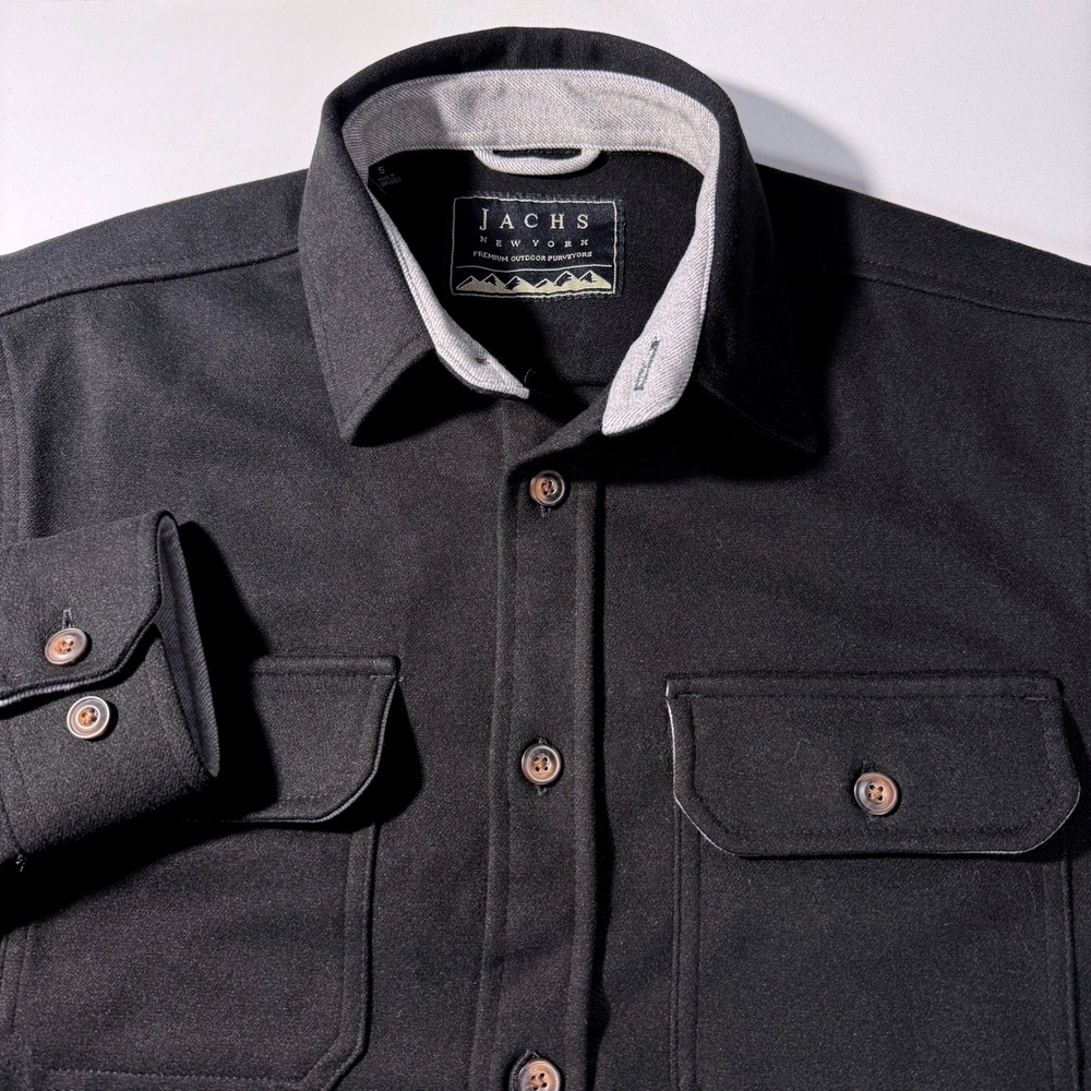 Jachs NY‎ Mens Black Stretch Flannel Shirt Jacket Shacket S25C-Z05-XKZ Size S